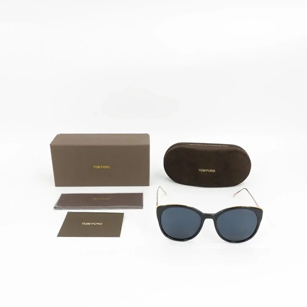 Tom Ford TF641 Round Sunglasses Black and Blue OS